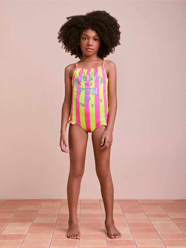 Striped Swimsuit with Beads