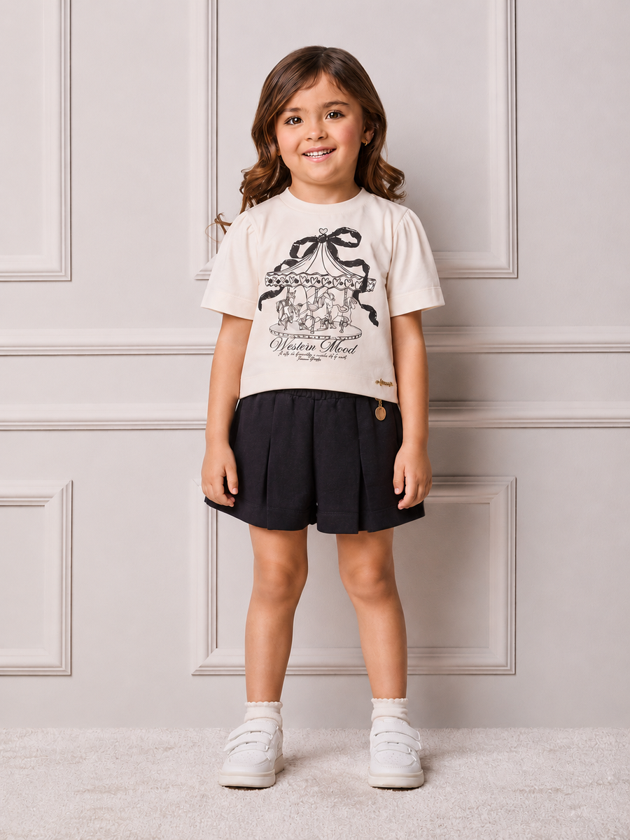 Children's Set Anime Western Mood Girl with Pleats