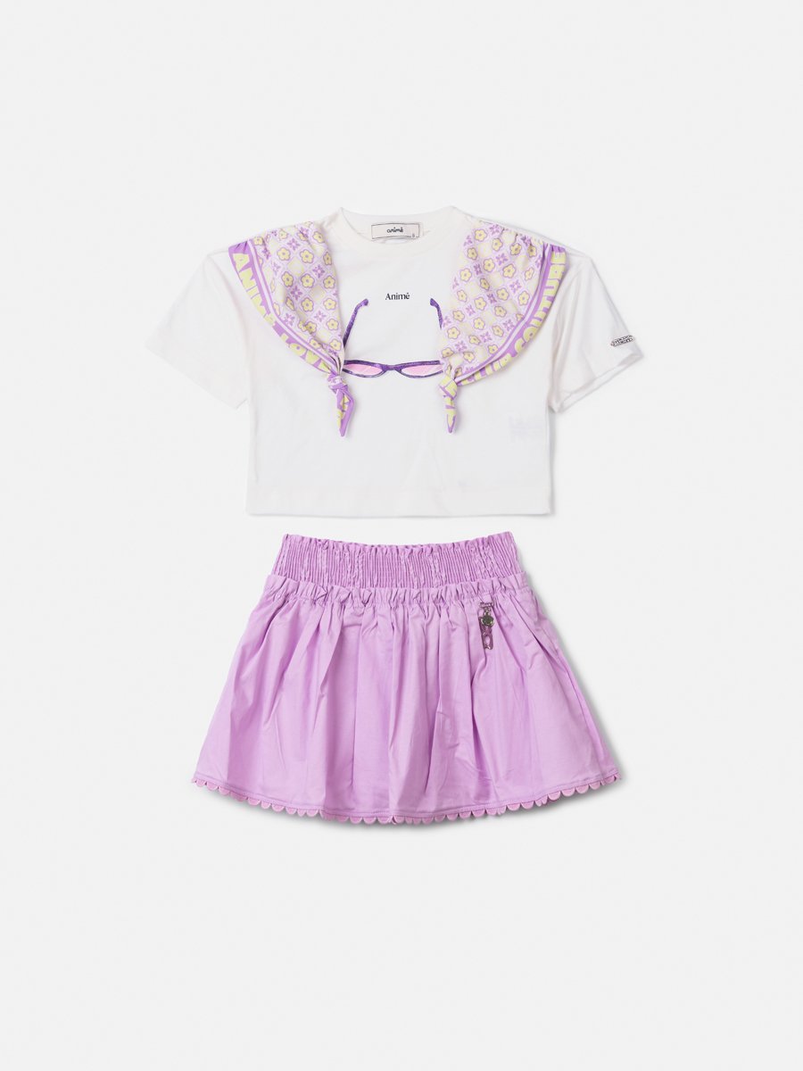 Lilac Set with Floral Scarf