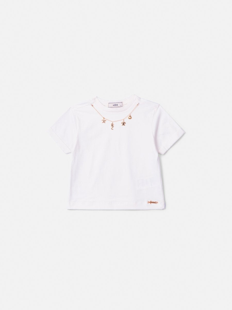 Off Blouse with Chain