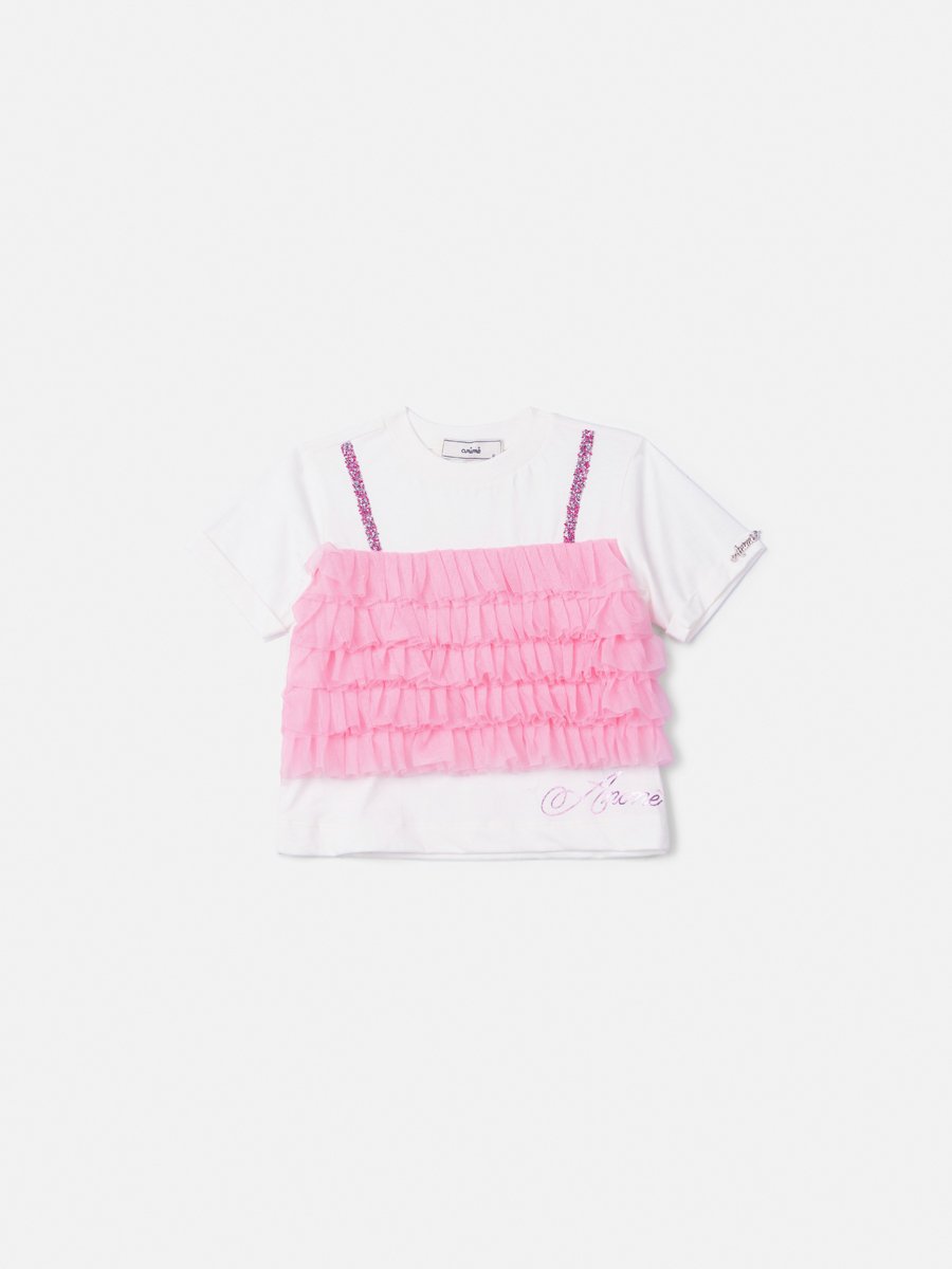 Girls' Top with Tulle Ruffles