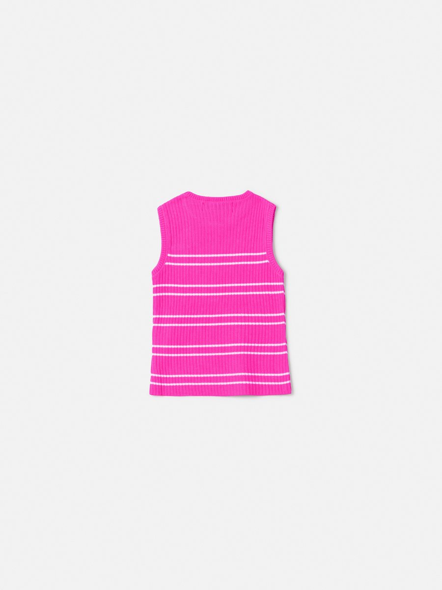 Girls' Pink Striped Knit Top
