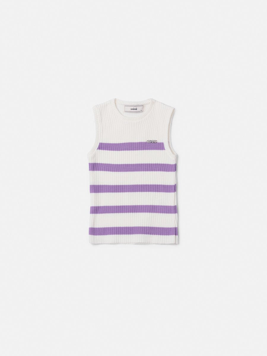 Lilac Striped Knitting Blouse