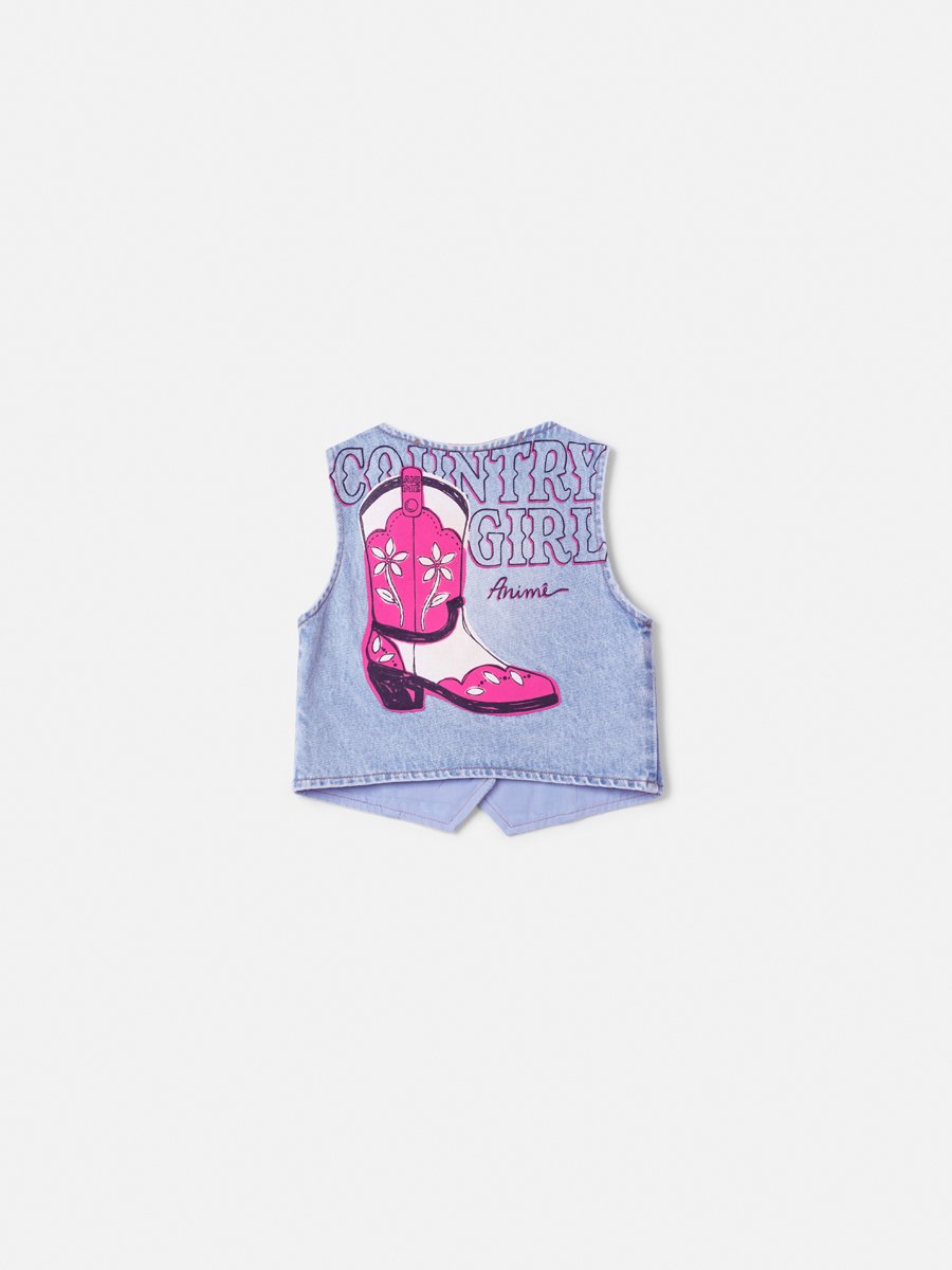 Children's Jeans Vest with Appliqued Rhinestones