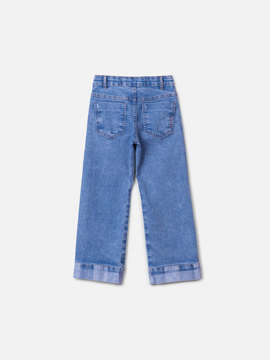Children's Jeans with Checkered Hem