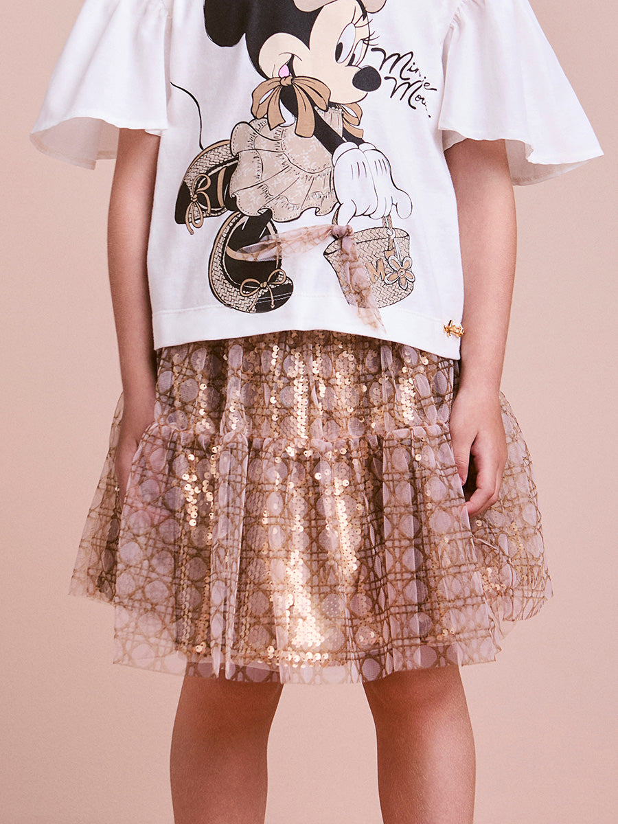 Children's Golden Tulle Skirt with Sequins