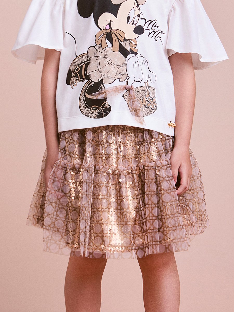 Children's Golden Tulle Skirt with Sequins