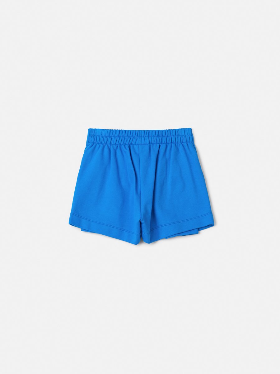 Short Blue Sweatshirt Skirt with Pleats