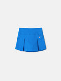 Short Blue Sweatshirt Skirt with Pleats