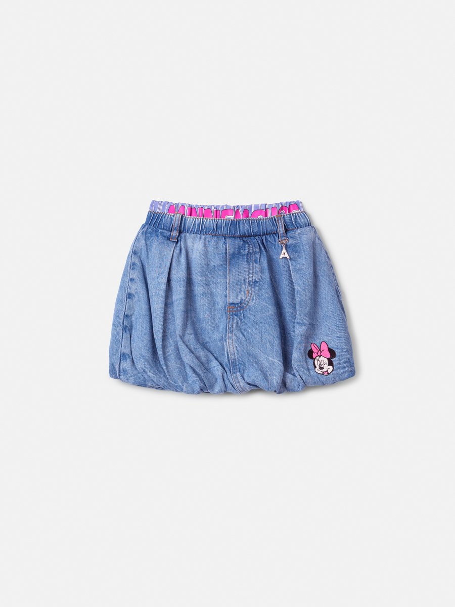 Children's Balloon Denim Skirt with Double Waistband