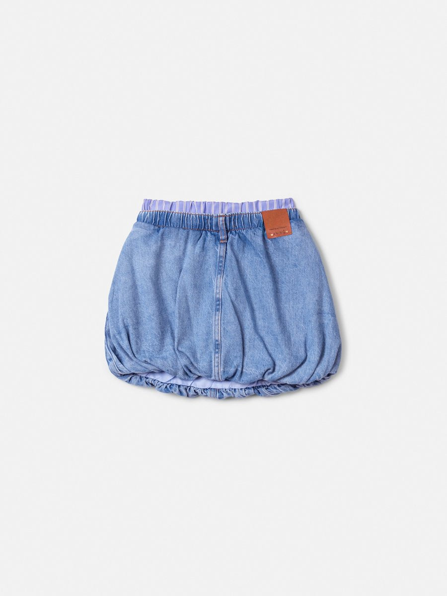 Children's Balloon Denim Skirt with Double Waistband