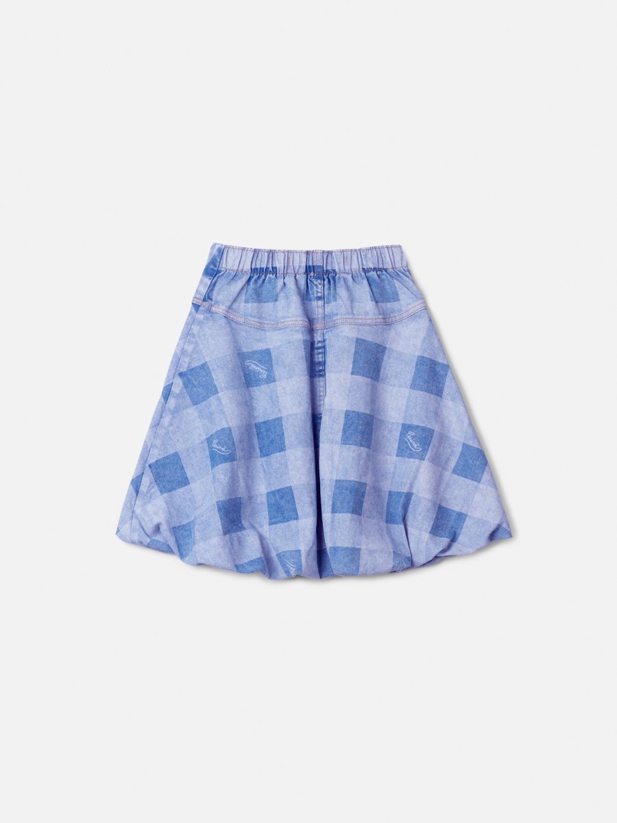 Vichy Denim Skirt with Strawberry Pendant