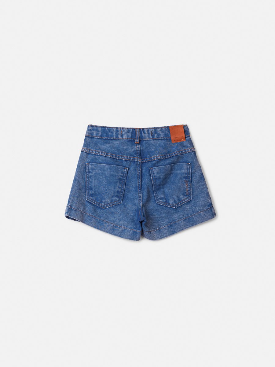 Blue Jeans Shorts with Pleated Details