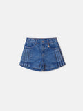 Blue Jeans Shorts with Pleated Details