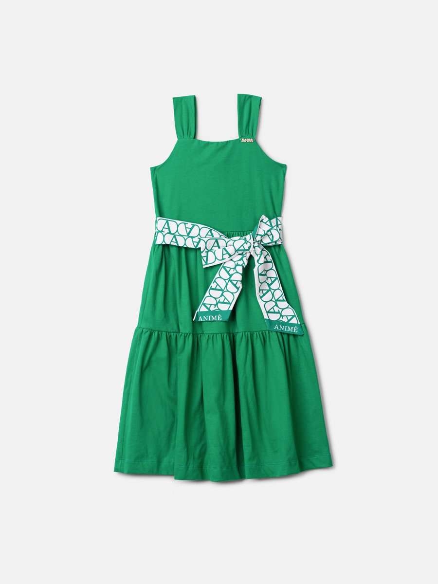 Green Children's Dress with Bow