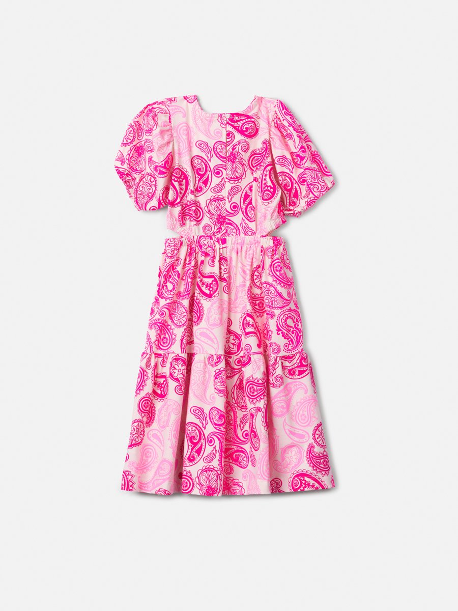 Pink Paisley Children's Dress with Puffed Sleeves