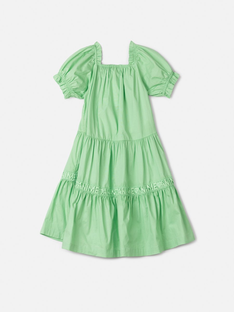 Green Dress with Puffed Sleeves