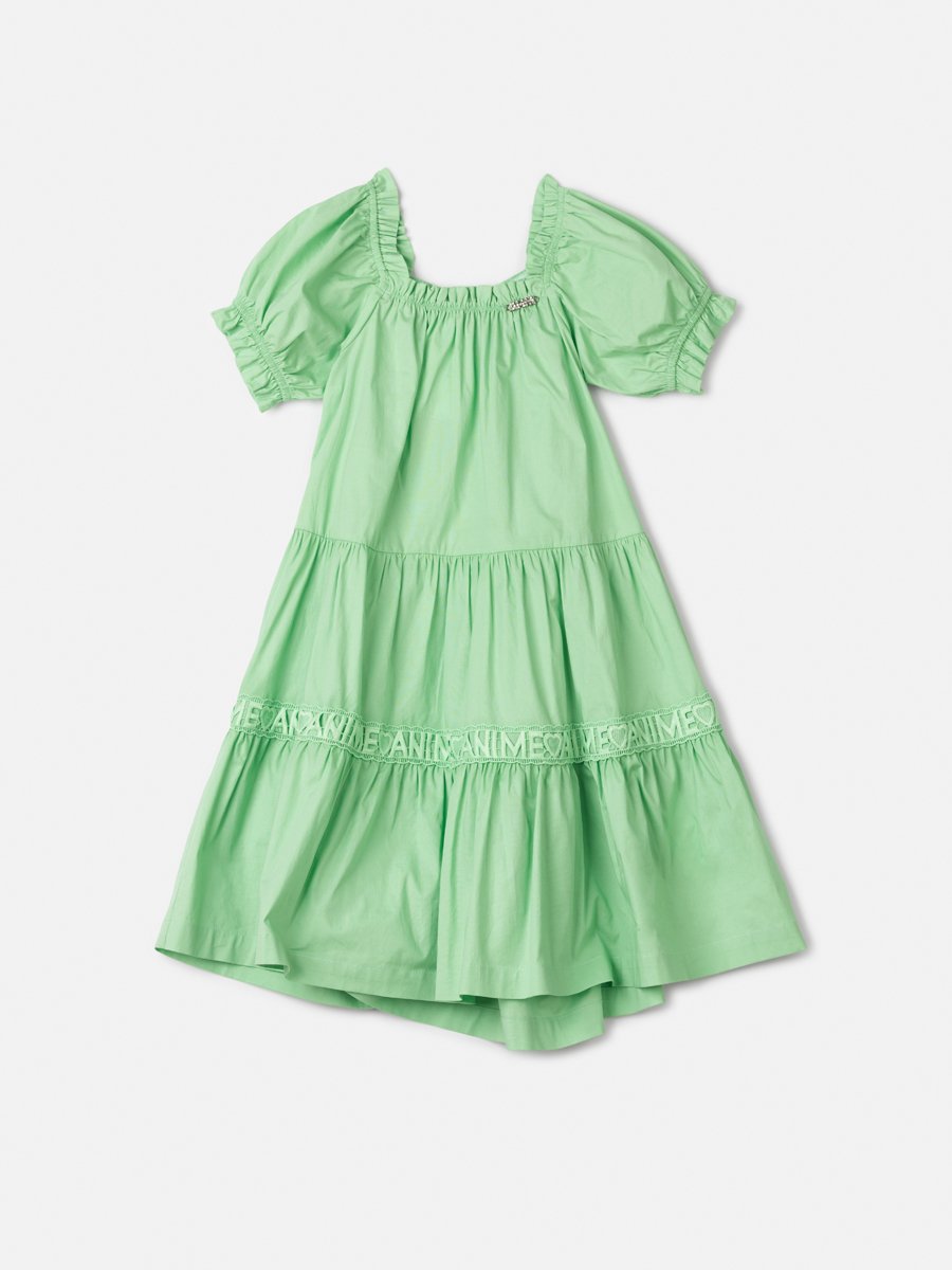 Green Dress with Puffed Sleeves