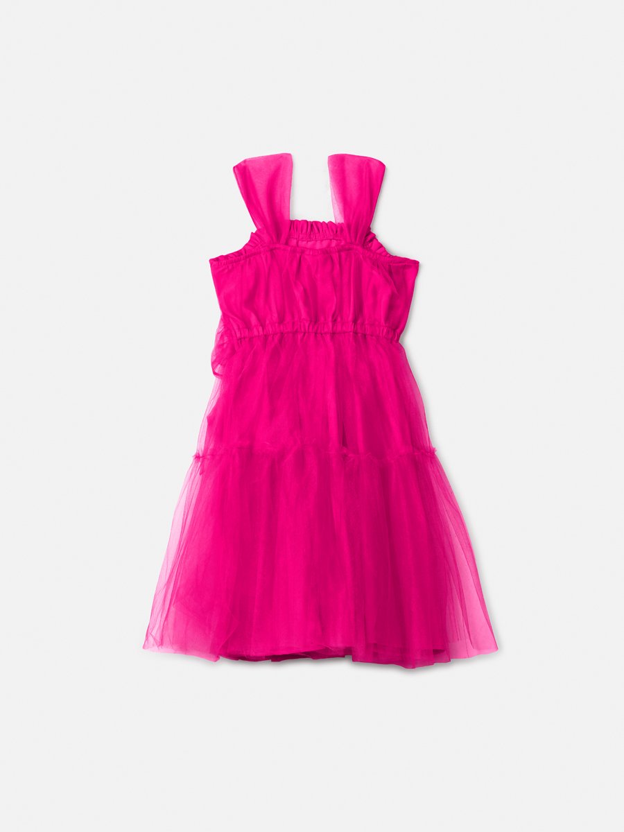 Children's Pink Tulle Dress with Sash and Bow