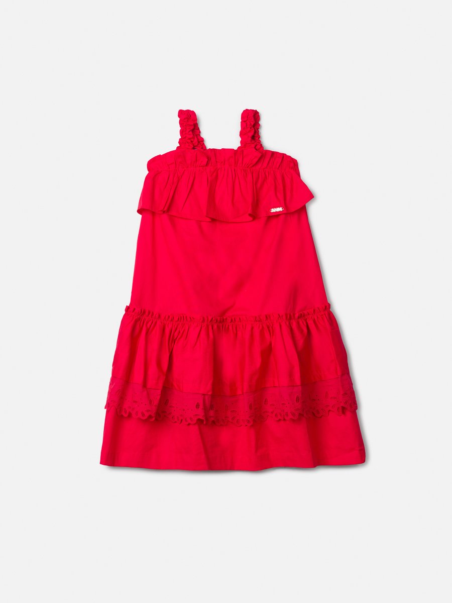 Red Children's Dress with Ruffles