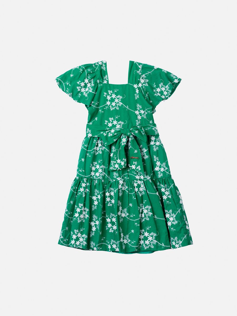 Green Laise and Bow Children's Dress