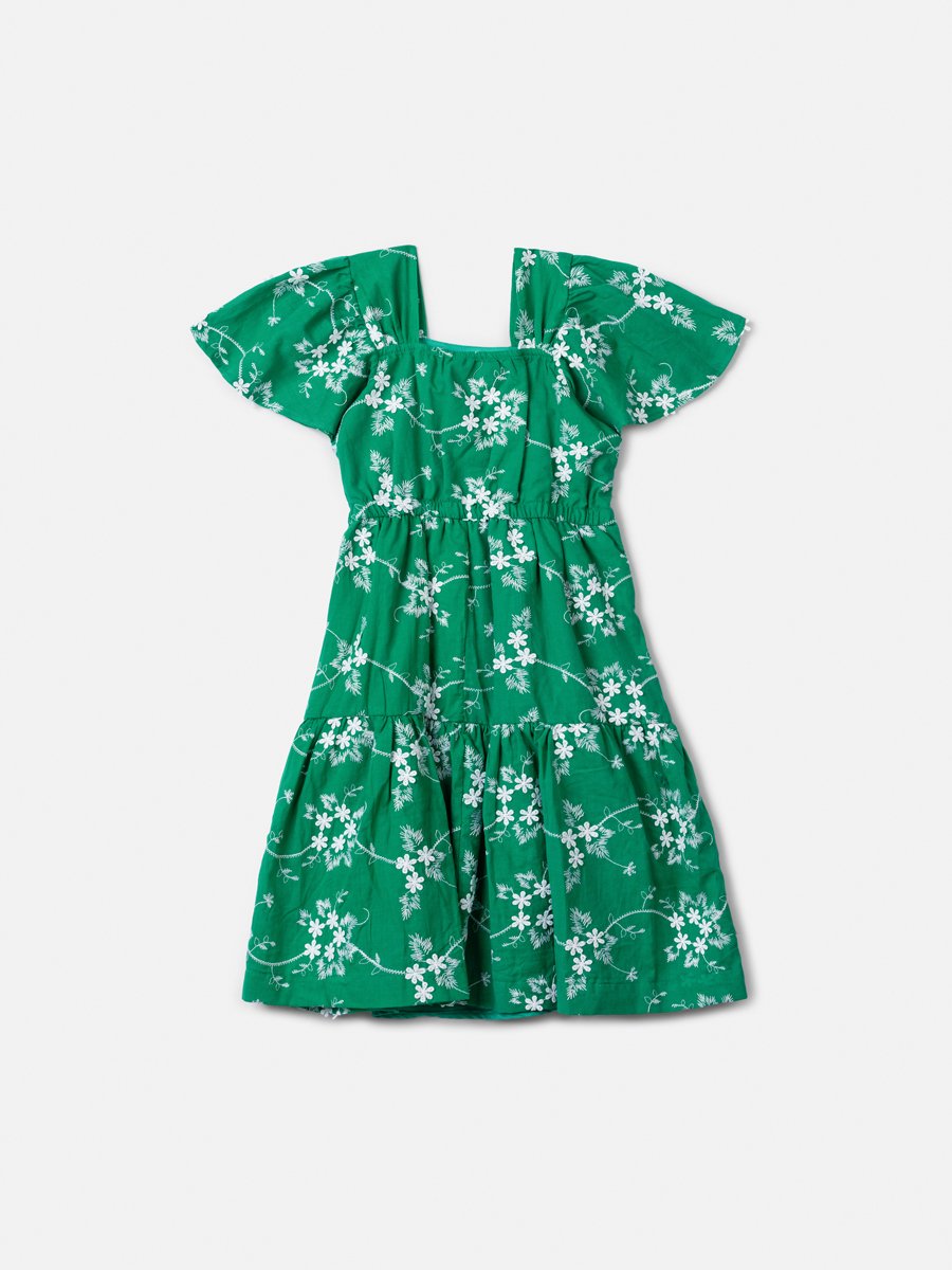 Green Laise and Bow Children's Dress