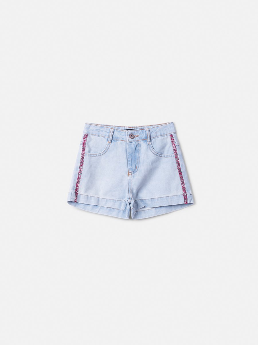 Children's Jeans Shorts with Pink Rhinestones