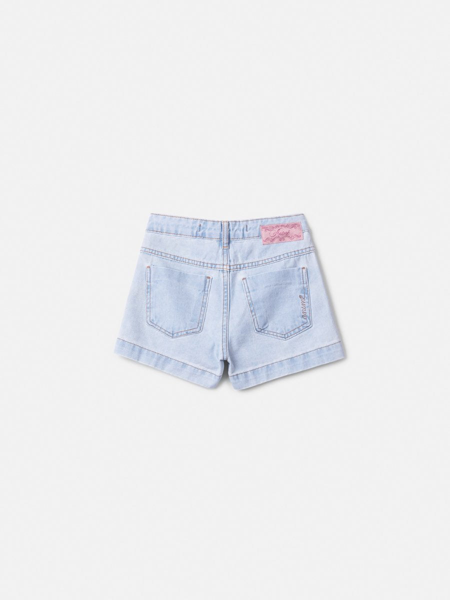 Children's Jeans Shorts with Pink Rhinestones