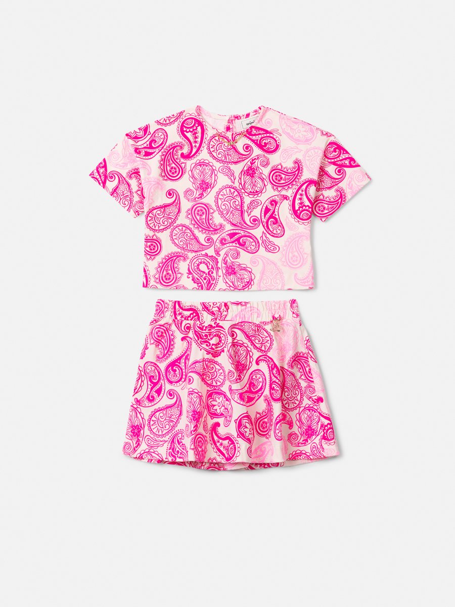 Children's Set with Pink Paisley Blouse and Skirt