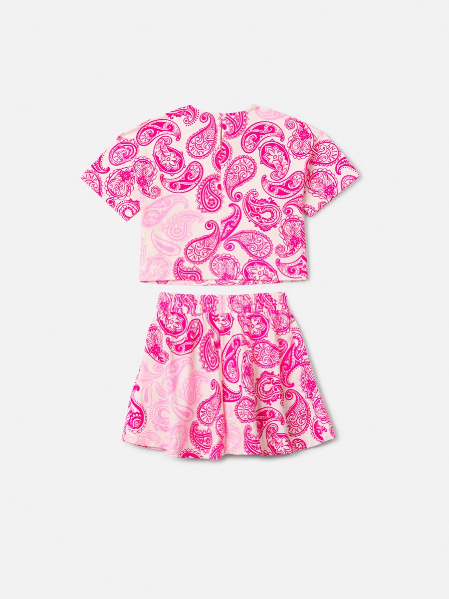 Children's Set with Pink Paisley Blouse and Skirt