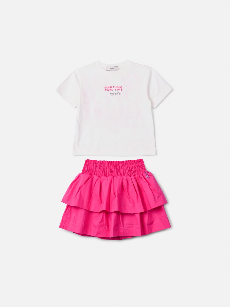 Children's Set with Pink Ruffled Skirt