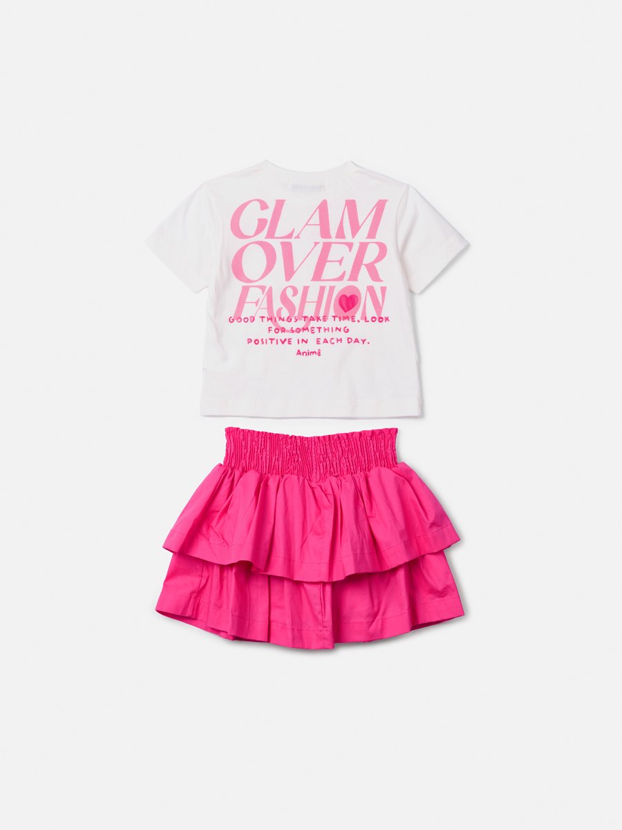 Children's Set with Pink Ruffled Skirt