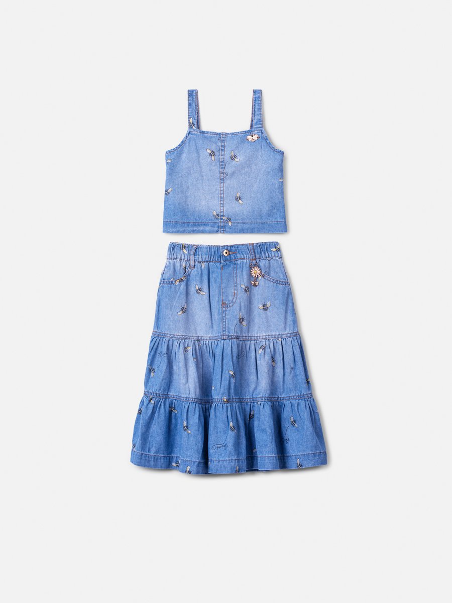 Bee Print Jeans Set