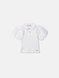 Off White Blouse with Balloon Sleeves