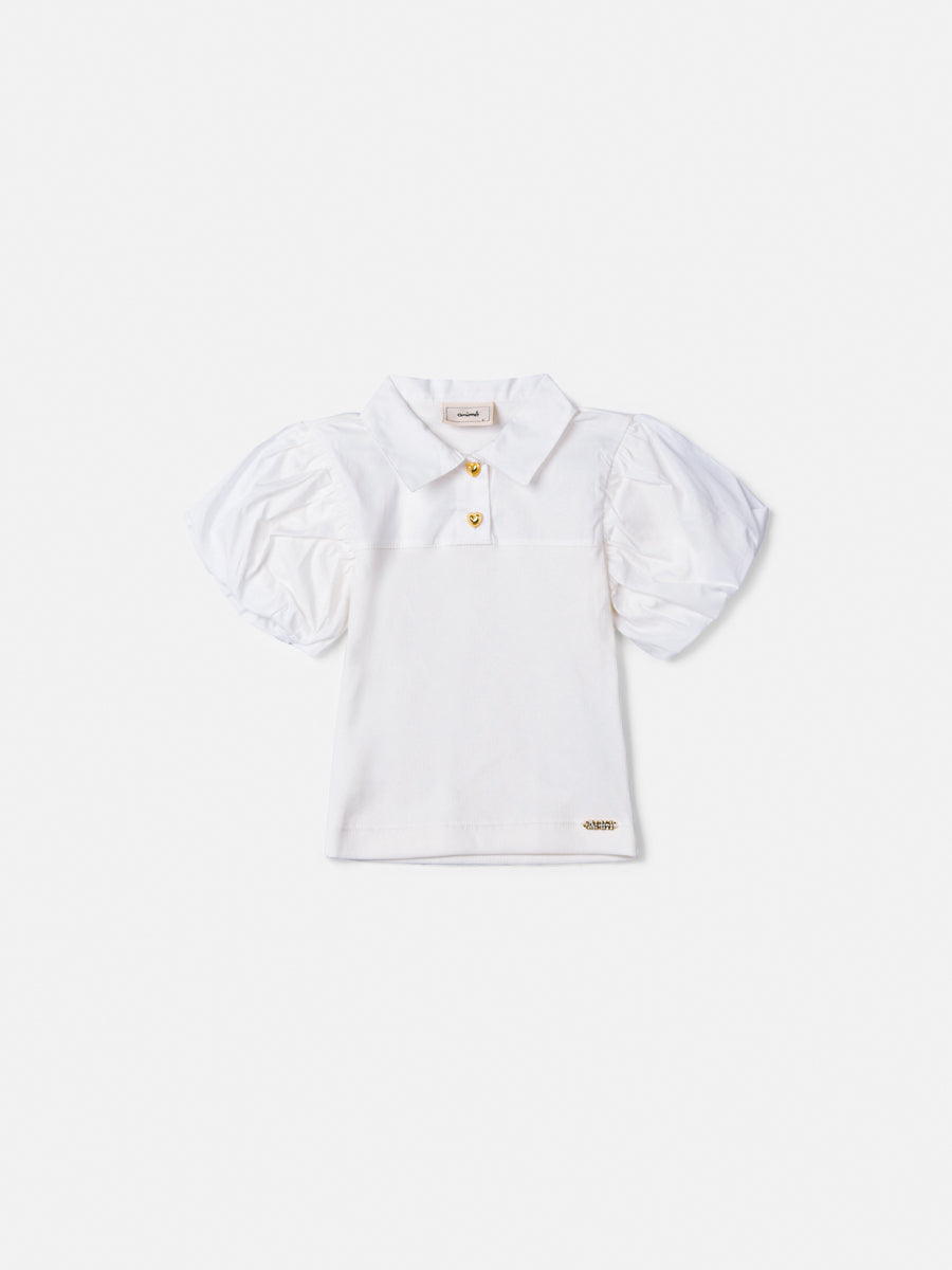 Off White Blouse with Balloon Sleeves