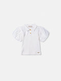 Off White Blouse with Balloon Sleeves