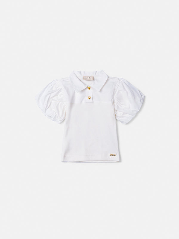 Off White Blouse with Balloon Sleeves