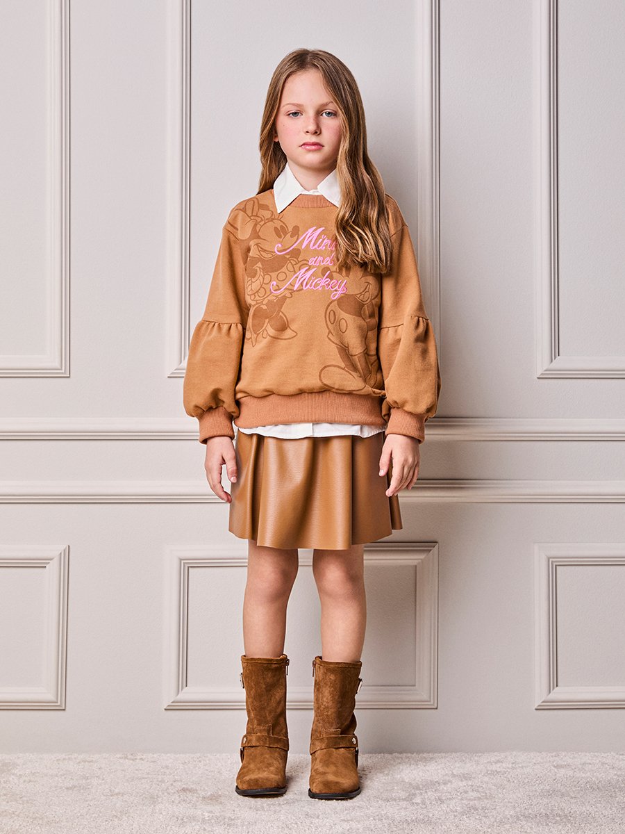 Girls' Anime Faux Leather Skirt with Pendant