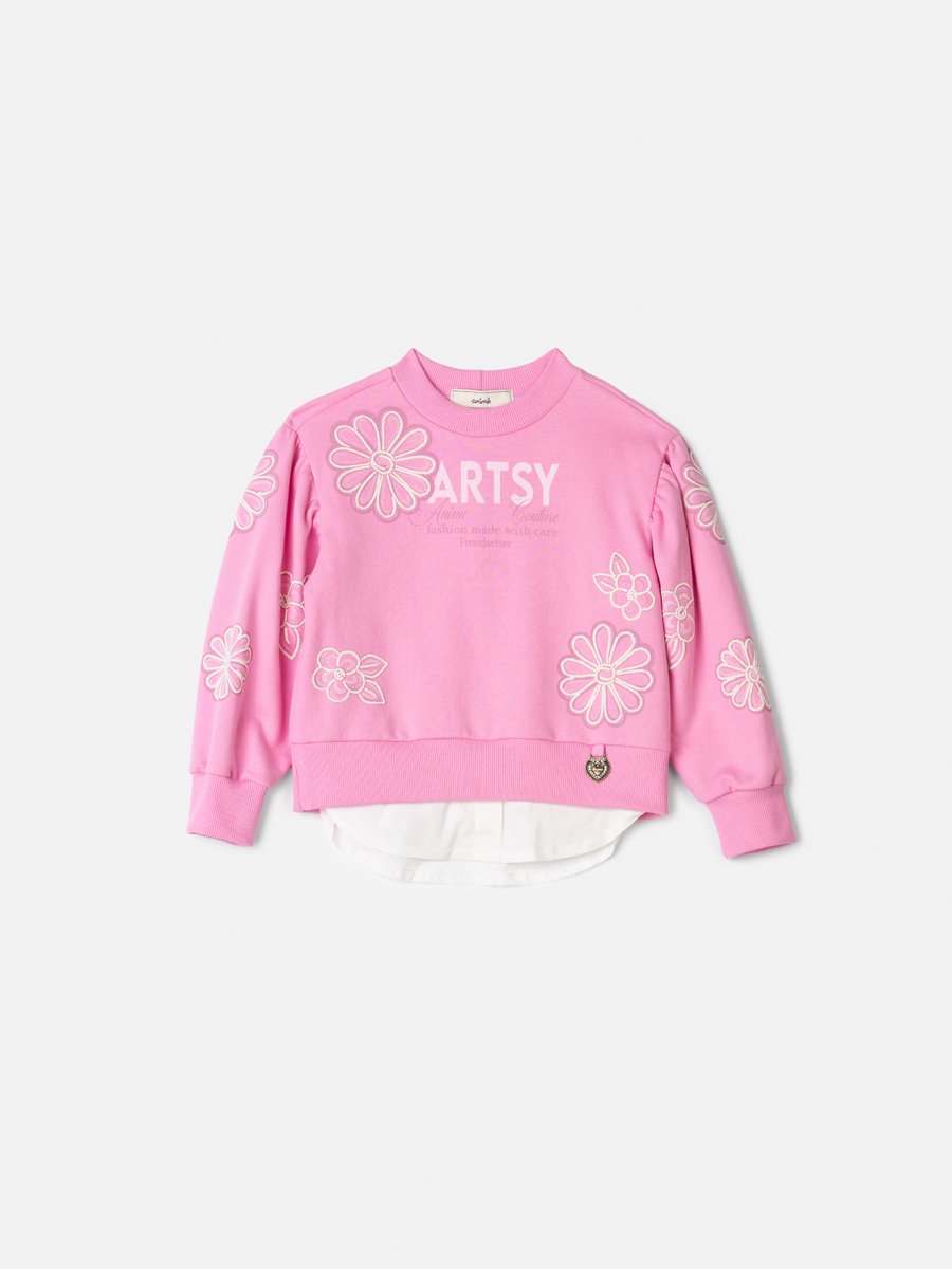 Children's Anime Girl Sweatshirt with Flowers