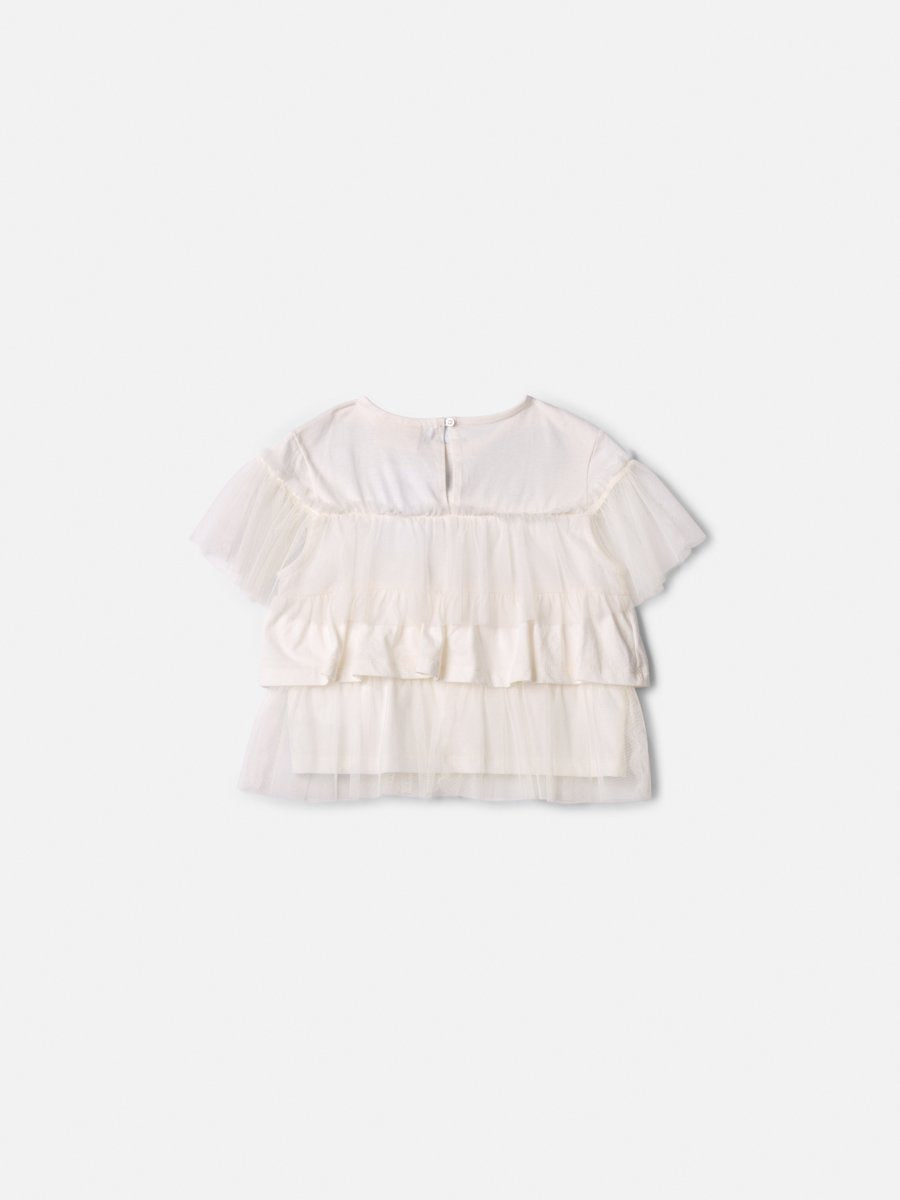 Girls' Anime Top with Floral Embroidery