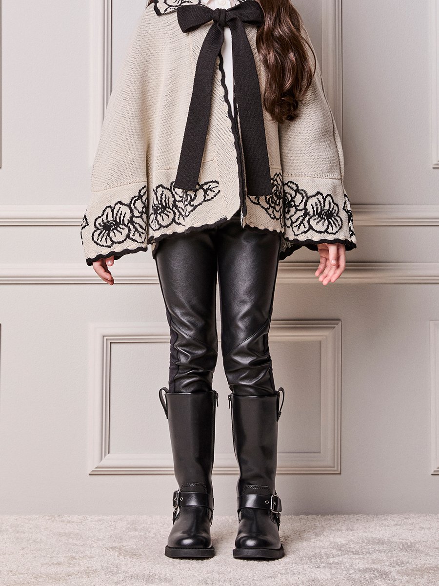 Girls' Anime Faux Leather Pants with Cutouts
