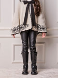 Girls' Anime Faux Leather Pants with Cutouts