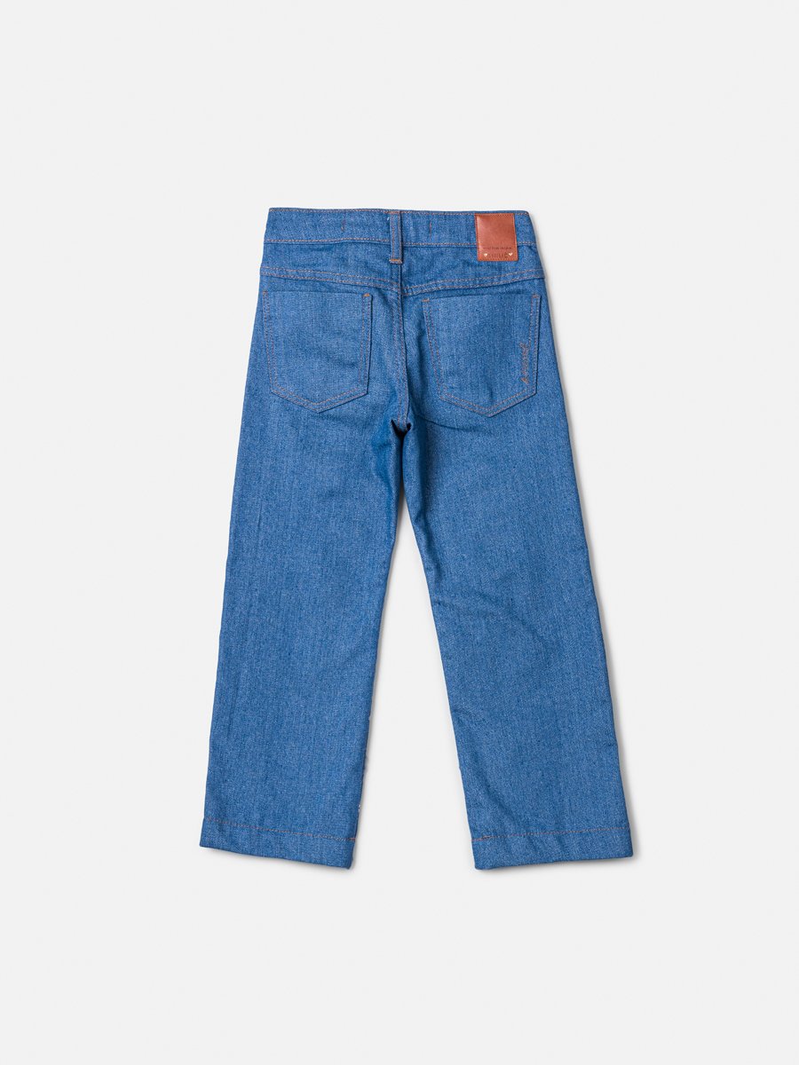 Girls' Anime Jeans with Sequin Floral Embroidery