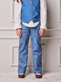 Girls' Anime Jeans with Sequin Floral Embroidery