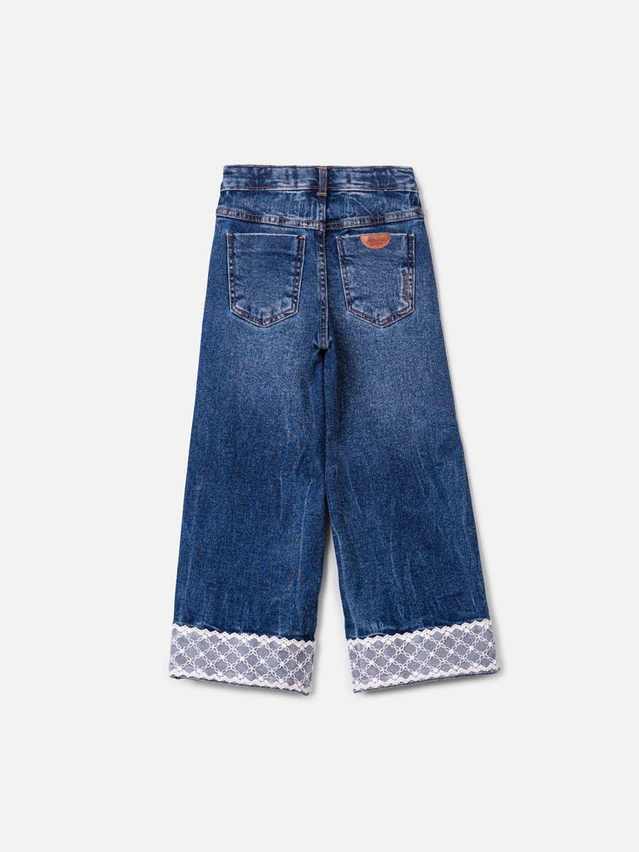 Animê Girls' Pants – Denim Pants with Lace Hem
