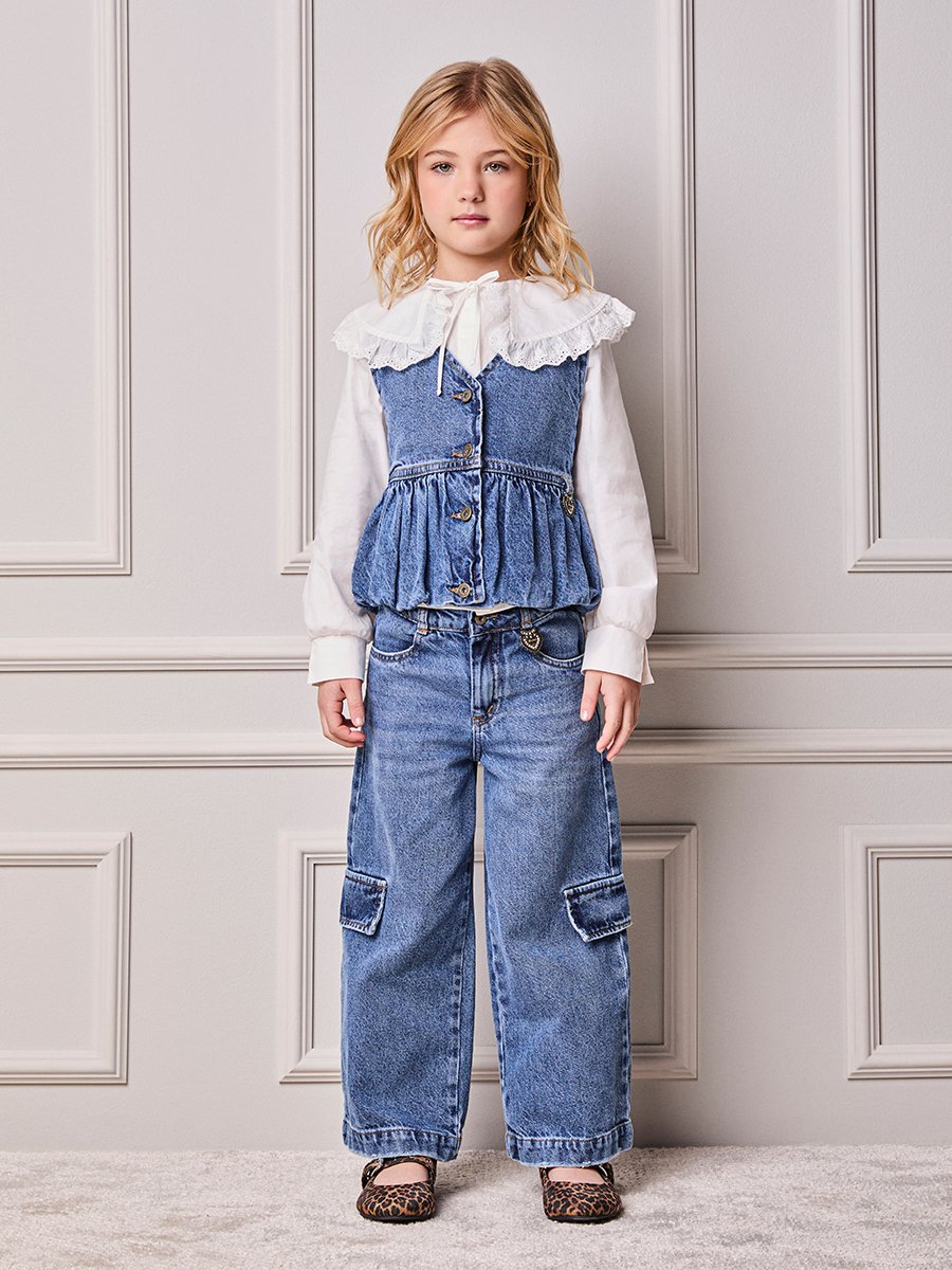Animê Girls' Pants – Cargo Denim with Charm