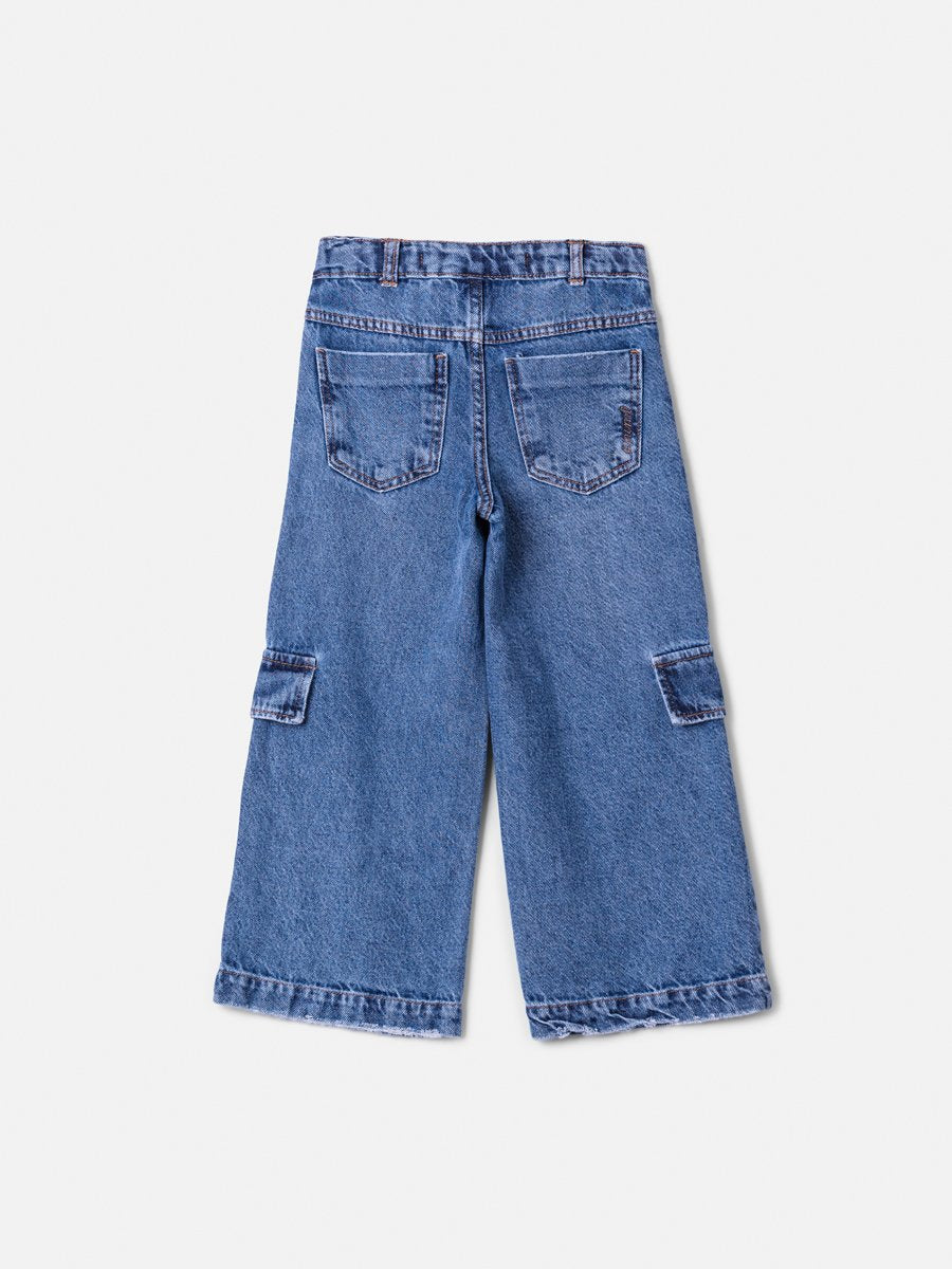Children's Pants Girl Animé Cargo Jeans with Pendant
