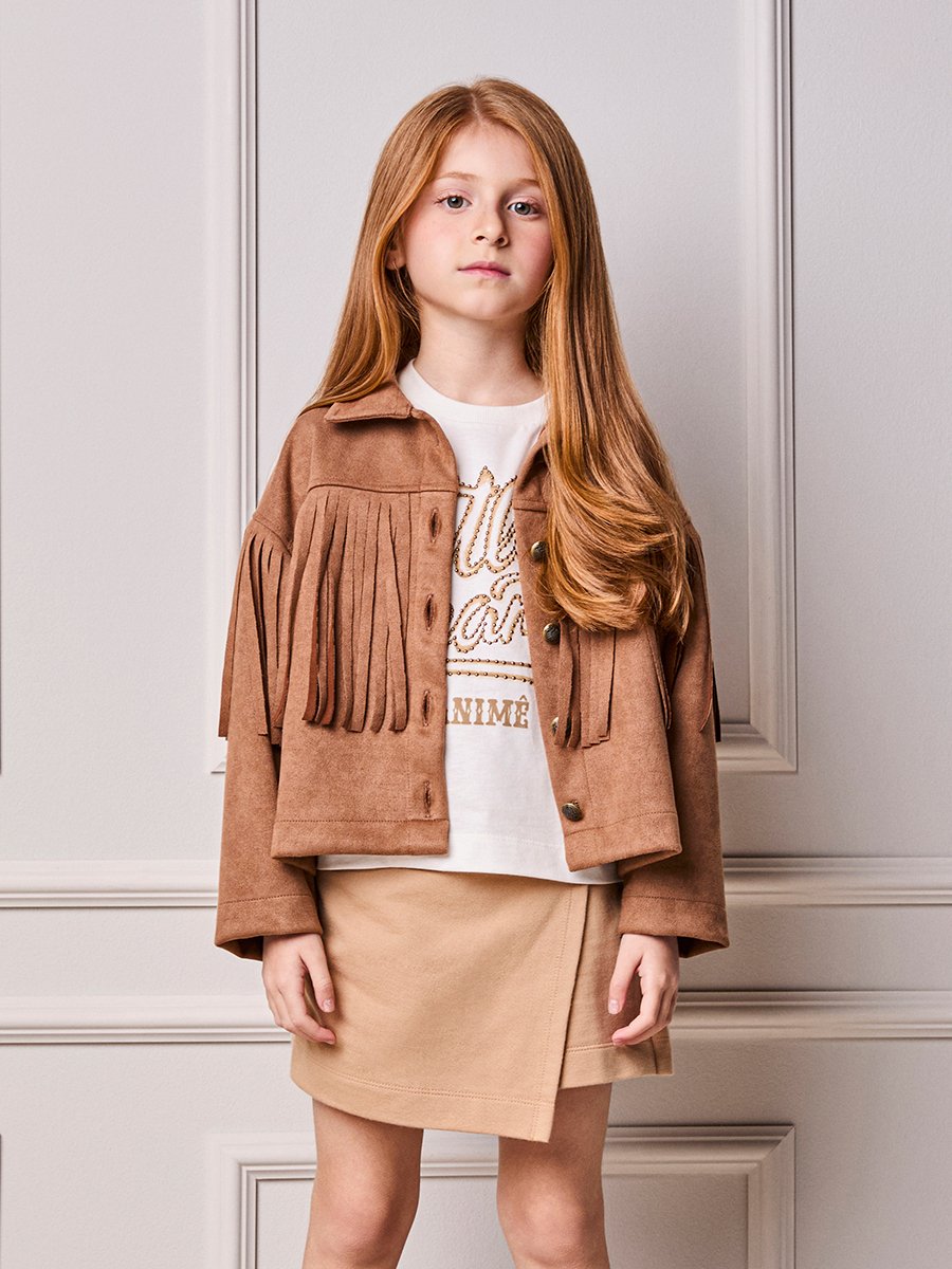 Animê Girls' Jacket – cappuccino with Fringe