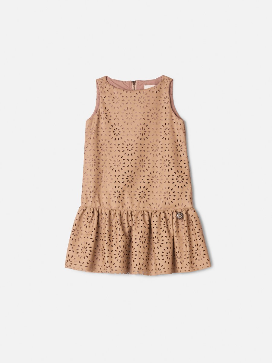 Animê Girls' Dress – Cutout Faux Leather with panel Gathered