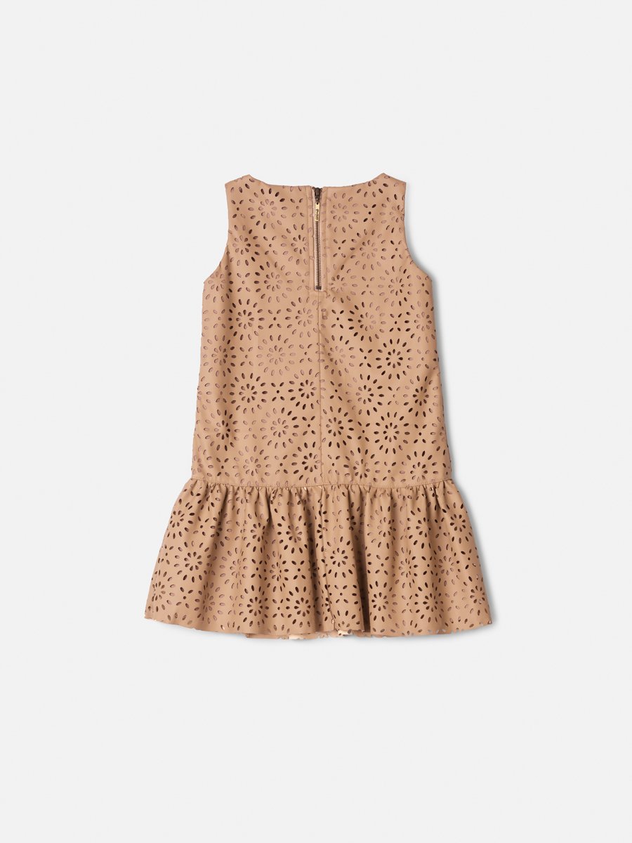 Animê Girls' Dress – Cutout Faux Leather with panel Gathered